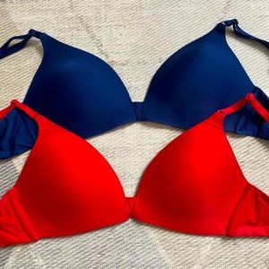 Victoria’s Secret Wireless bras, Pair of Two. 34B Red and Blue